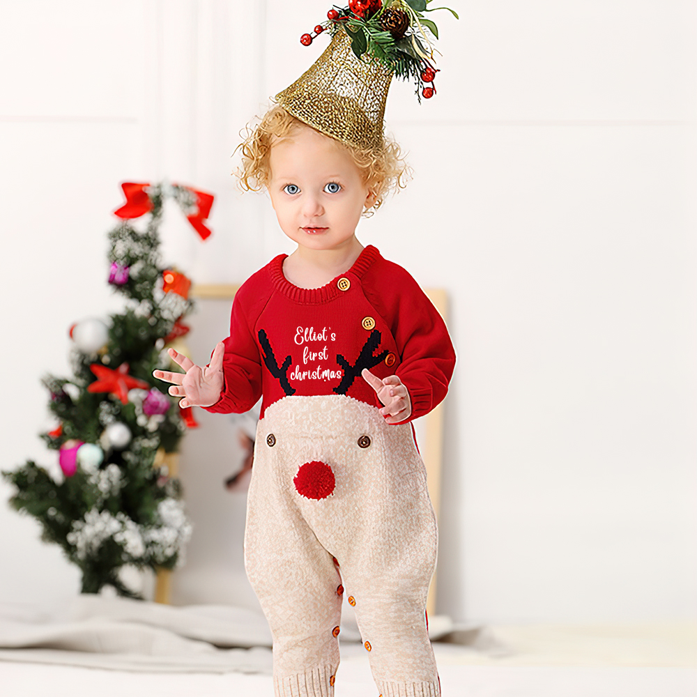 Personalized Christmas Reindeer Outfit for Baby| CWBaby89