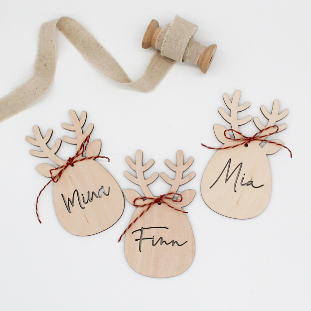 Personalized Christmas Reindeer Wood Ornament | MCGift81