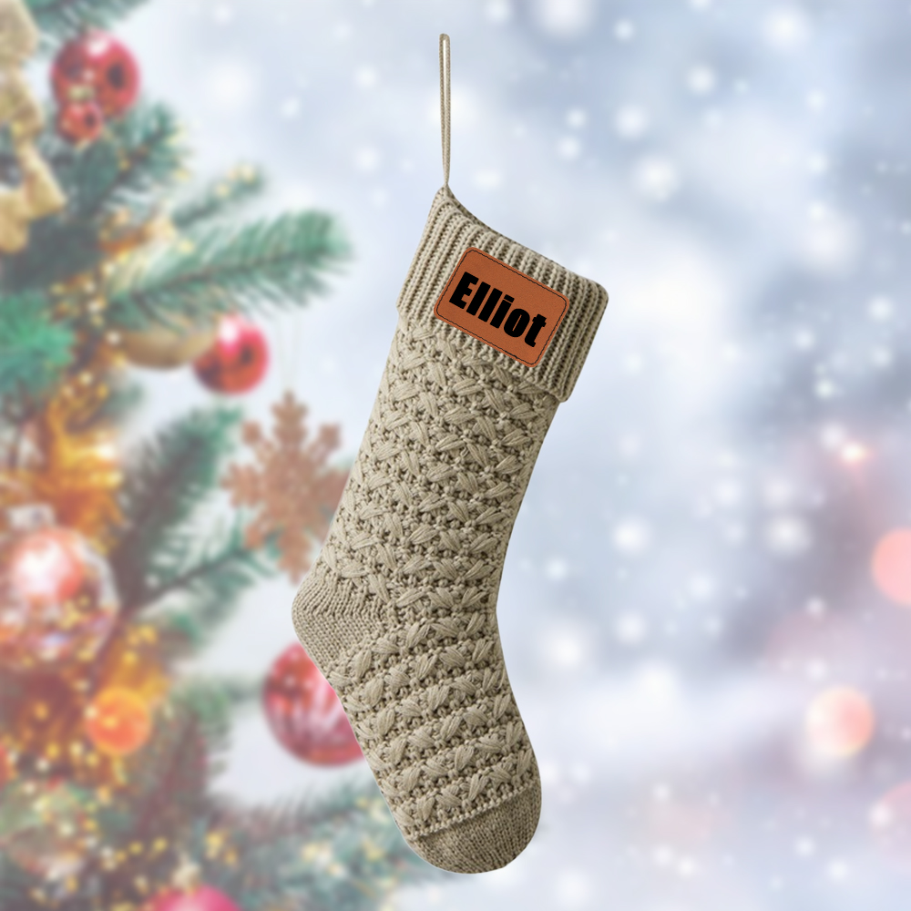 Personalized Leather Patch Christmas Stocking | MCGift84
