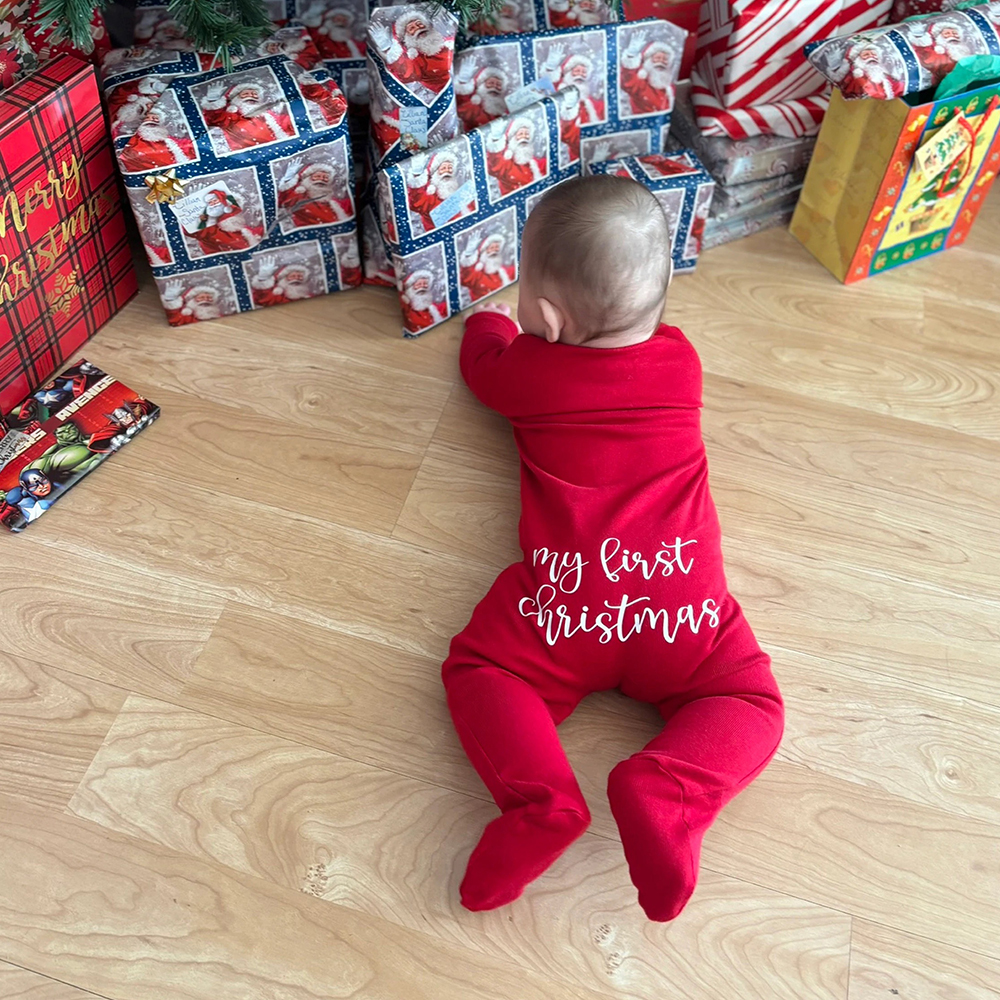 Personalized Baby First Christmas Cozy Soft Long Sleeve Romper | MCGift90