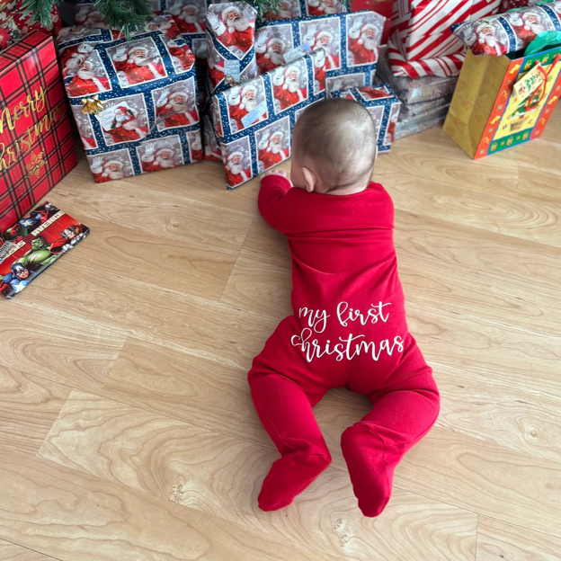 Personalized Baby First Christmas Cozy Soft Long Sleeve Romper | MCGift90