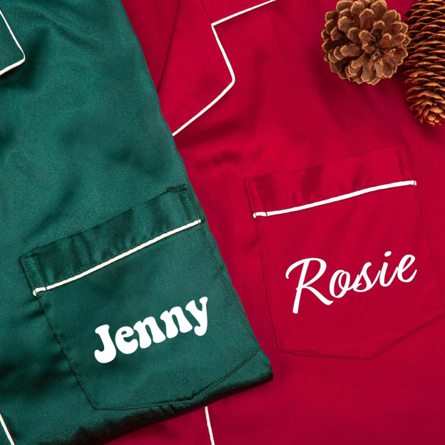 Personalized Christmas Satin Family Pajamas Set | CWFamily15