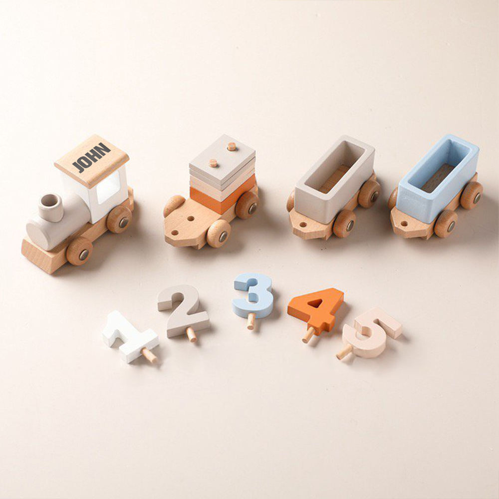 Personalized Kid Toy Wooden Freight Train Set | CWToy100