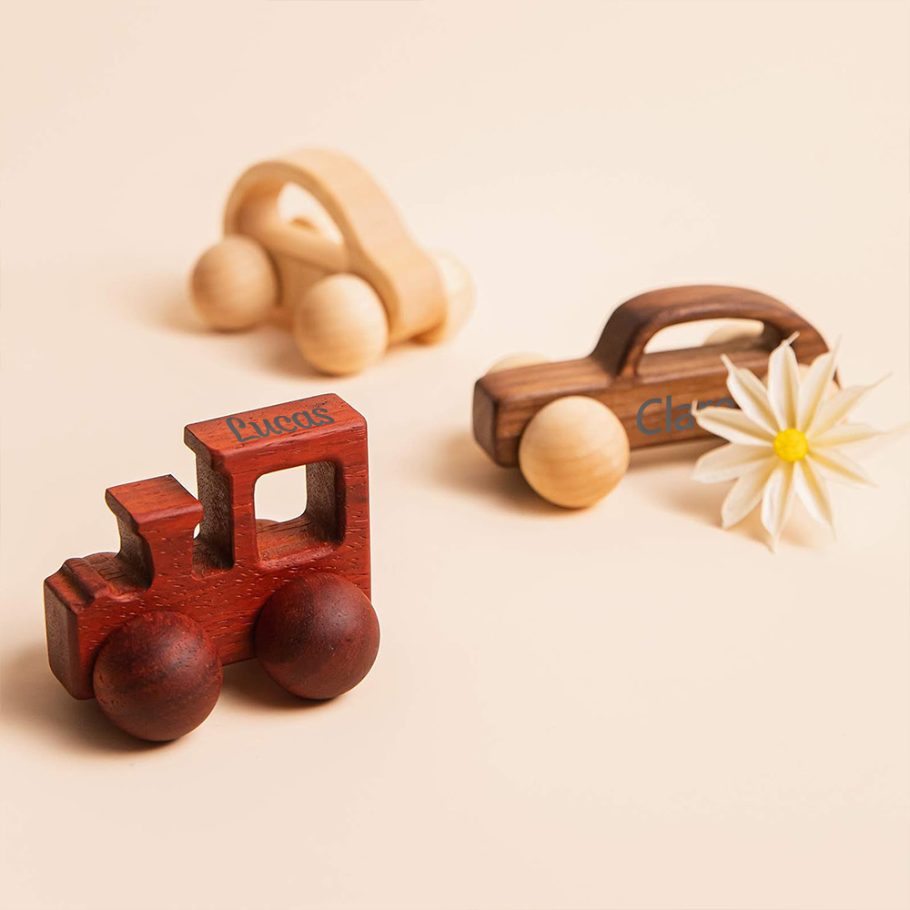 Personalized Baby Natural Wooden Cars Toy | CWToy101