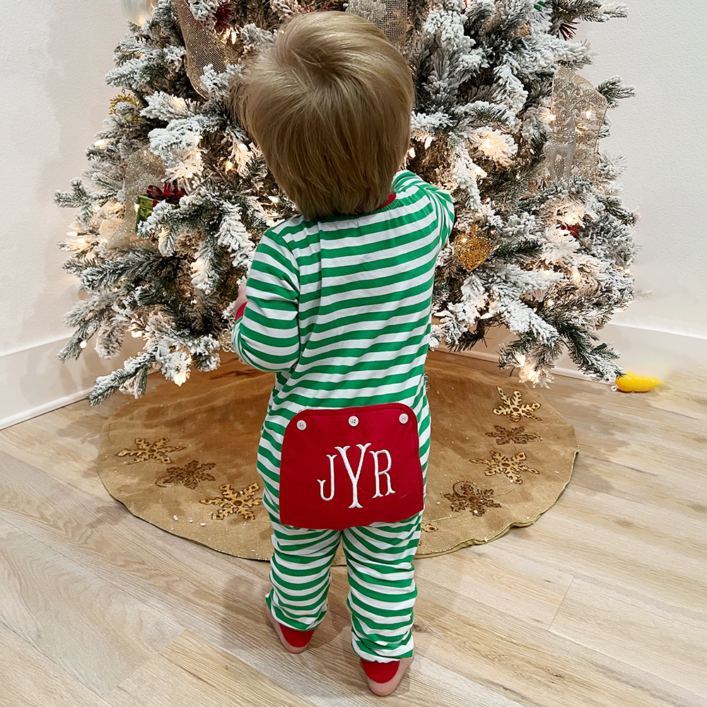 Personalized Embroidery Baby Butt Flap Christmas Pajamas | CWBaby112