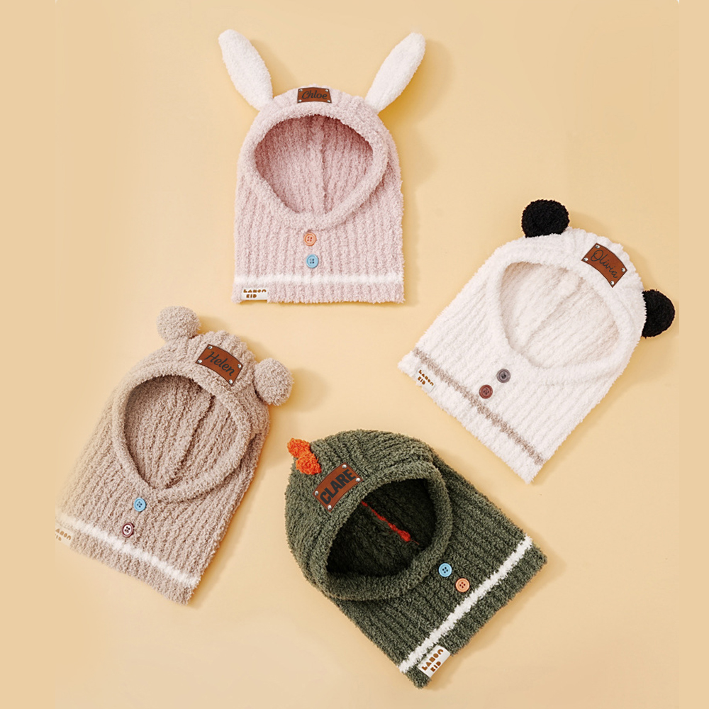 Personalized Leather Patch Kid Knitted Hat|CWBaby123