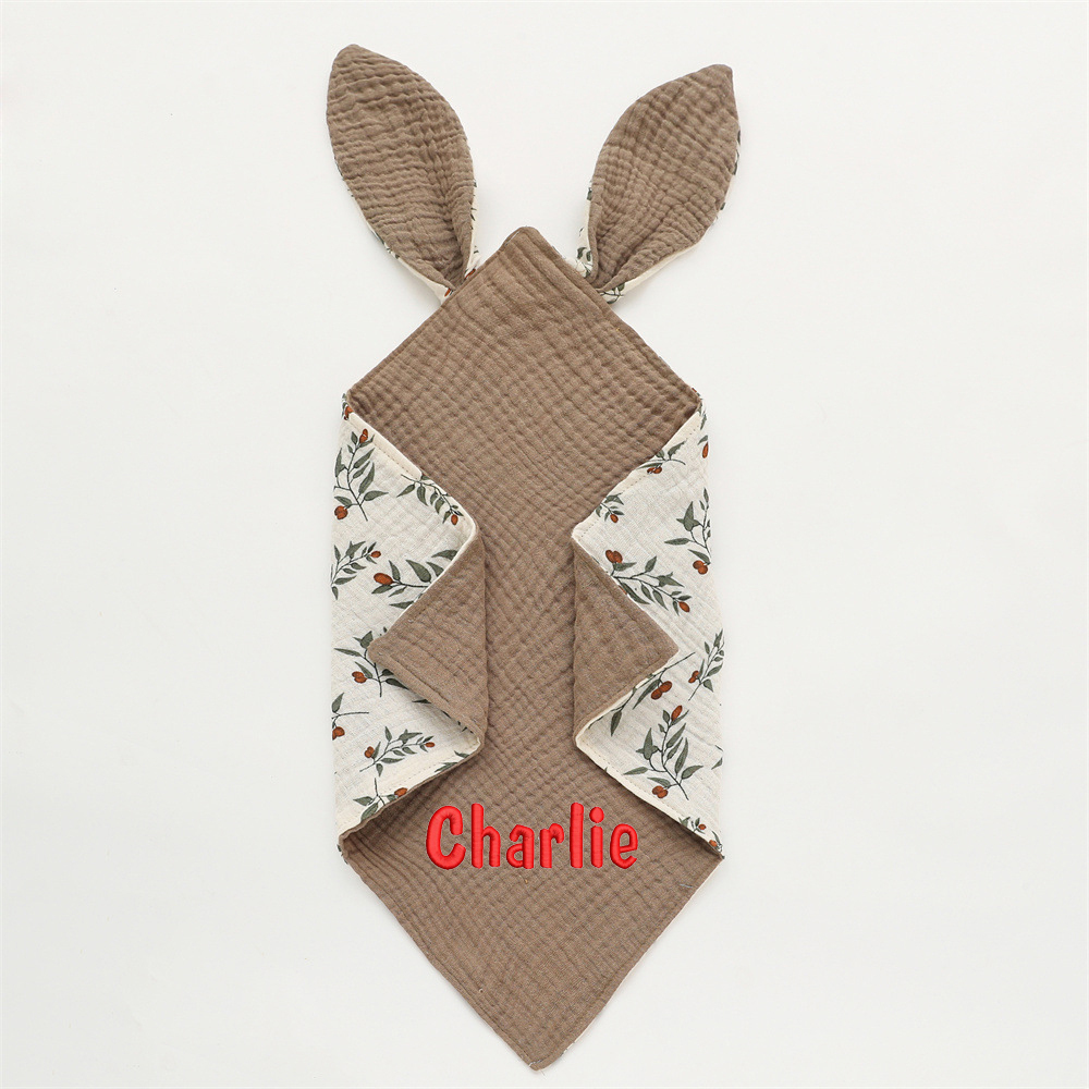 Personalized Baby Embroidery Comforter Bunny Sleep Towel | CWBaby126