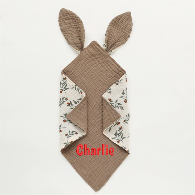 Personalized Baby Embroidery Comforter Bunny Sleep Towel | CWBaby126