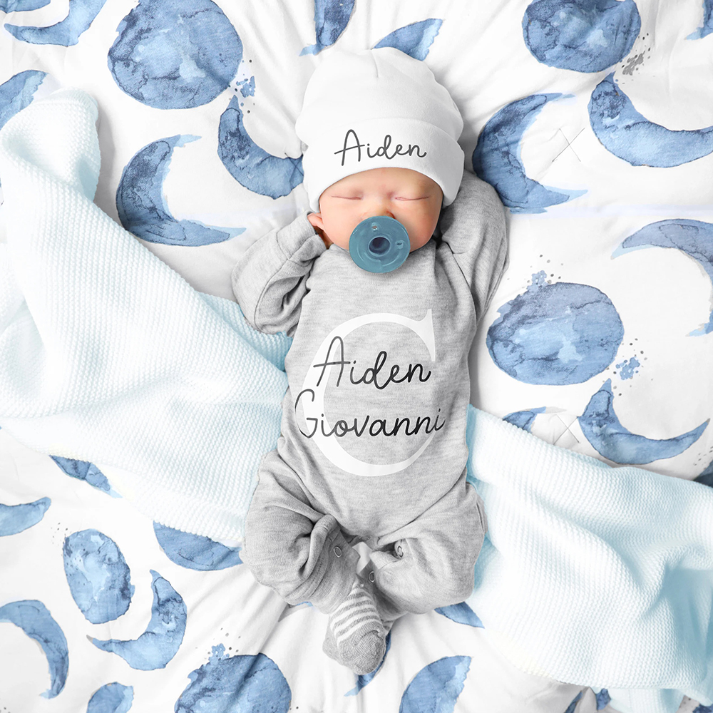 Personalized Baby Coming Home Romper With Hat Set | CWBaby133