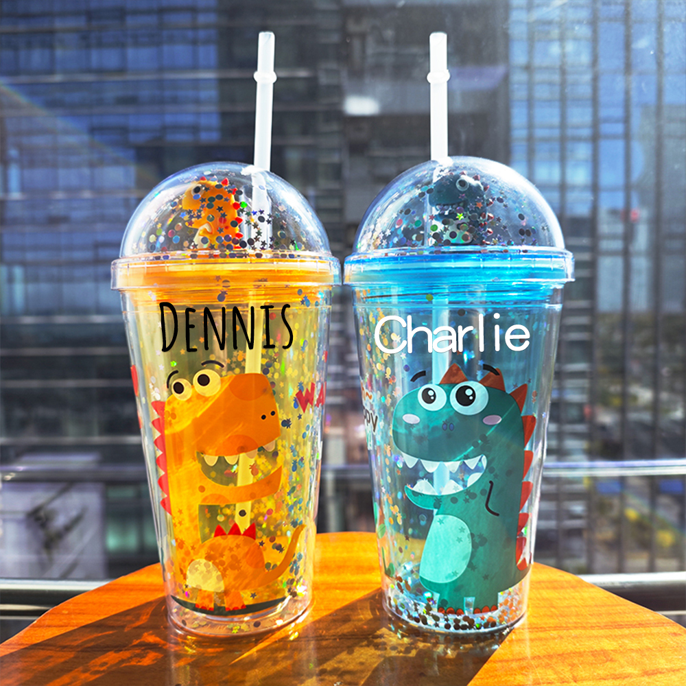 Personalised BPA Free 16oz Cartoon Dinosaur Tumblers Bottles | YouBottle75