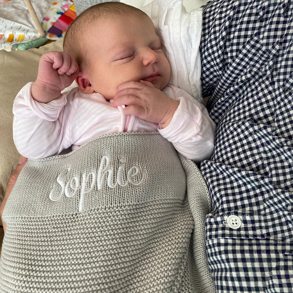Personalized Embroidered Knit Blanket for Comfort & Unique | CWBaby30