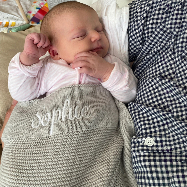 Personalized Embroidered Knit Blanket for Comfort & Unique | CWBaby30