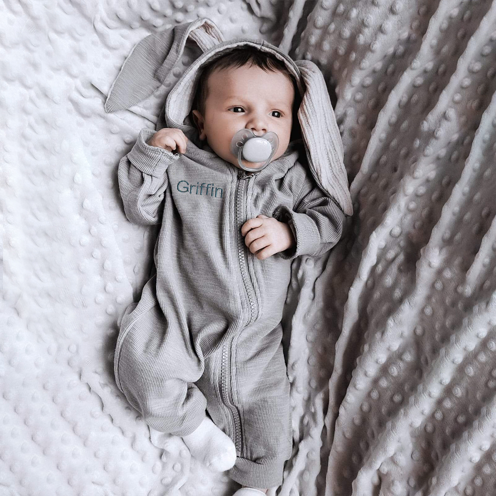 Personalized Easter Baby Bunny Ears Romper | CWbaby4001