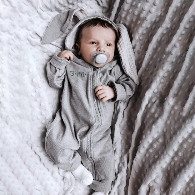 Personalized Easter Baby Bunny Ears Romper | CWbaby4001