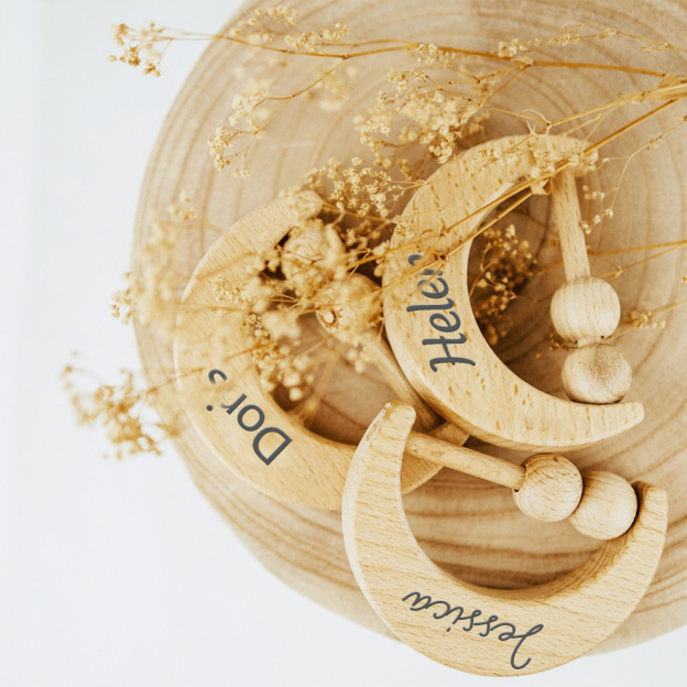 Personalized Baby Wooden Lovely Shape Rattle | CWBaby153