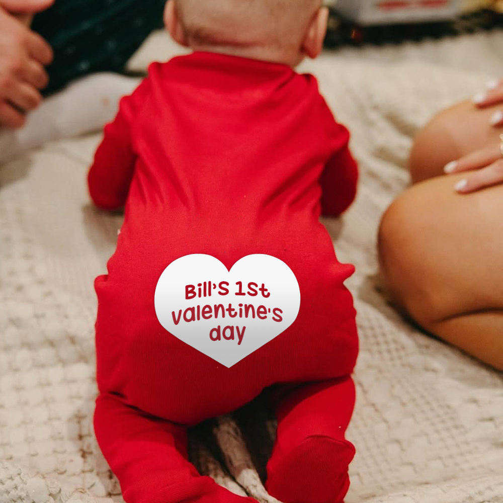 Personalized Baby First Valentine Cozy Soft Long Sleeve Romper | MCGift9001