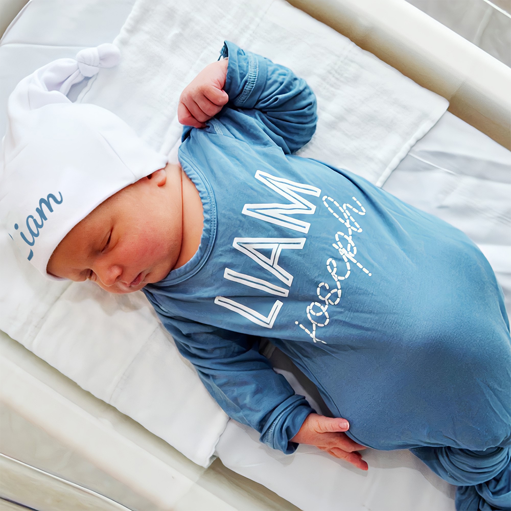 Personalized Cozy Newborn Bamboo Knotted Gown | CWbaby174