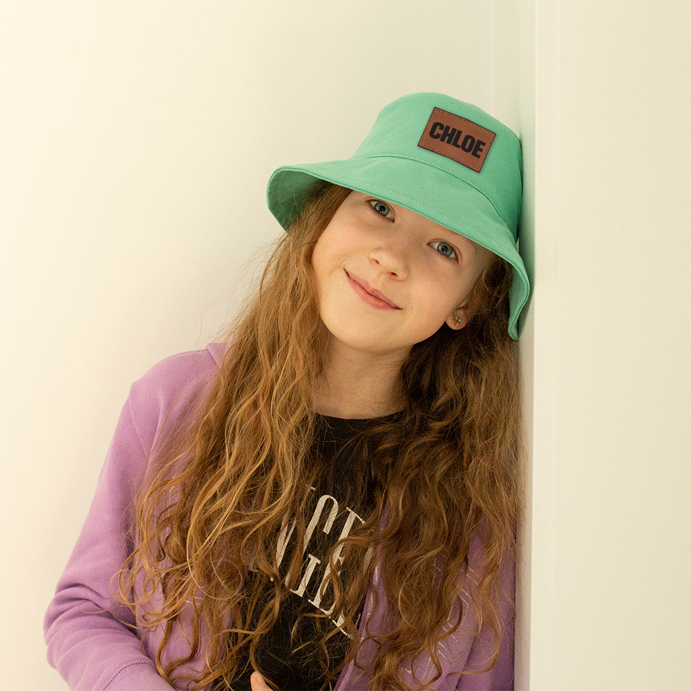 Personalized Kid Leather Patch Bucket Sunbonnet for Comfort & Unique | CWBeach157
