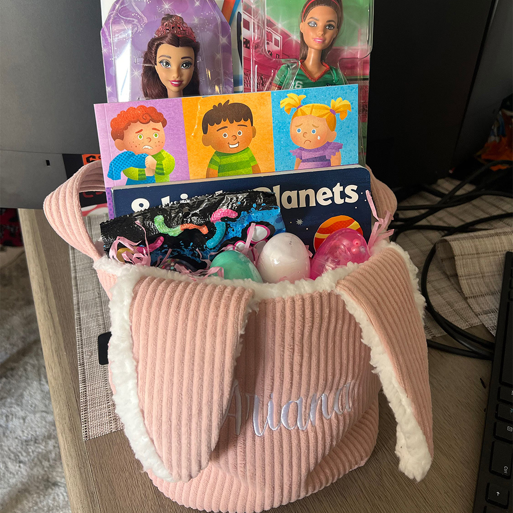 Personalized Embroidered Corduroy Easter Bunny Basket | CWEaster43