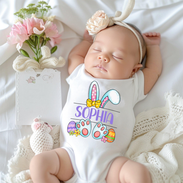 Personalized Baby Cute Easter Bunny Romper | CWEaster44