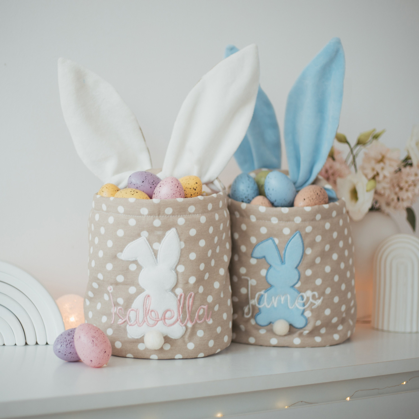 Personalised Embroidered Easter Bunny Basket | CWEaster45