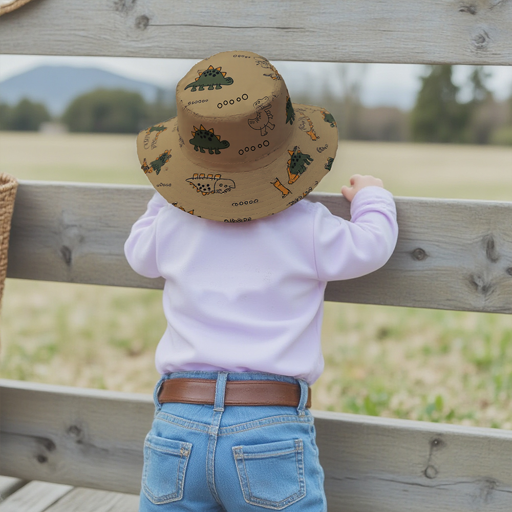 Personalized Leather Patch Dinosaur Bucket Hat for Comfort & Unique | CWBeach169