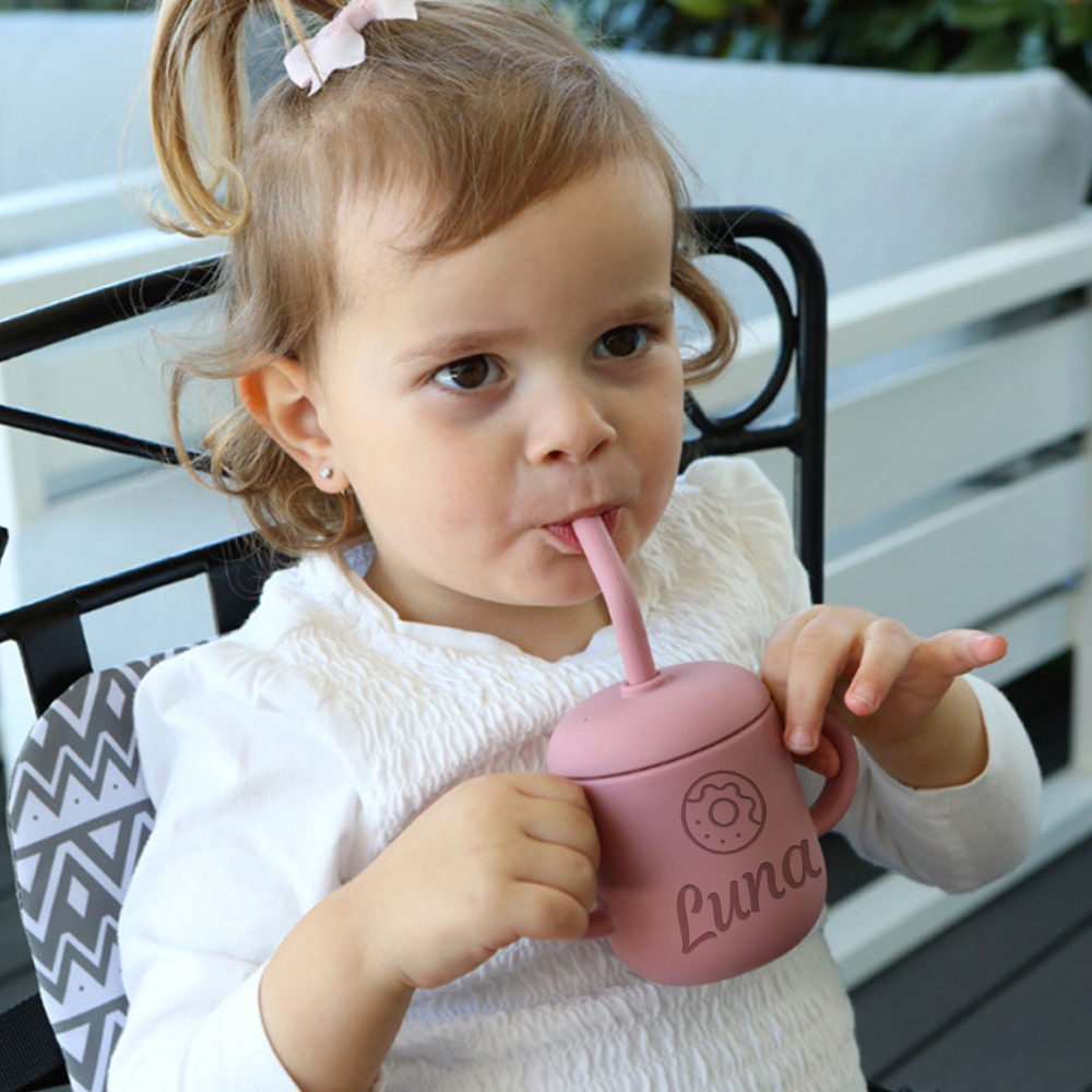 Personalised Baby Food Grade Sippy Silicone Cup | CWBaby5401