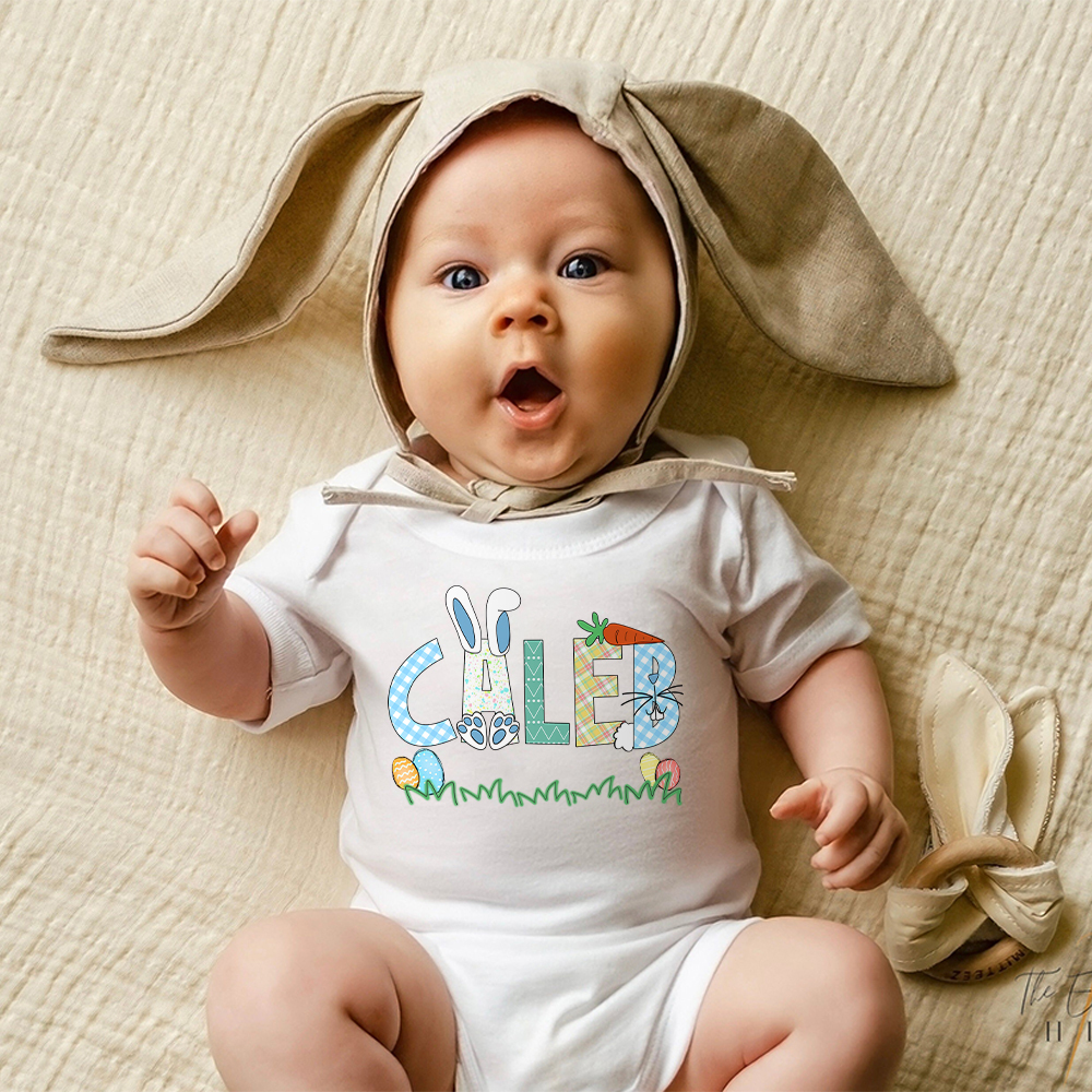 Personalized Baby Cute Easter Bunny Romper | CWEaster51