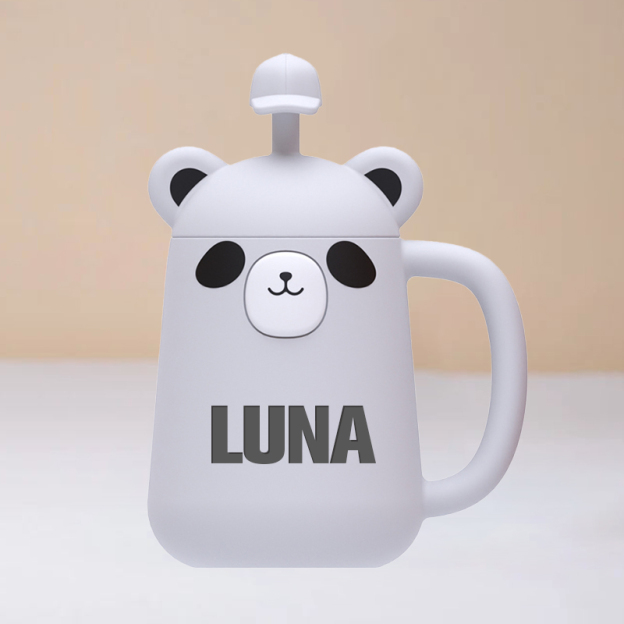 Personalized Silicone Cup with Lid and Straw | KidCup06