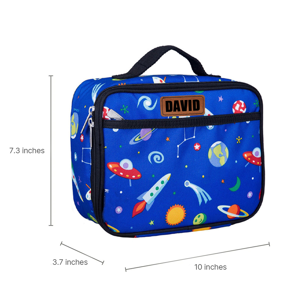 Personalized Kids Leather Patch Cute Lunch Bag