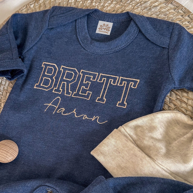 Personalized Embroidery Baby Coming Home Romper and Hat Set | CWBaby203