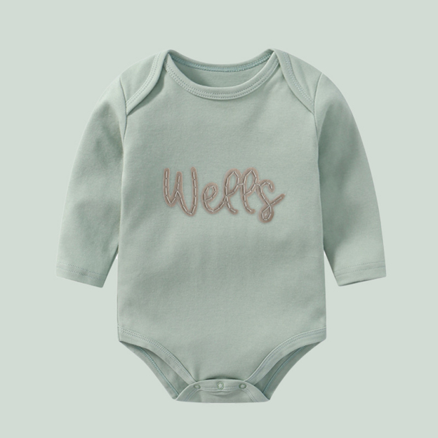 Personalized Hand-Embroidered Baby Cozy Soft Romper | inRomper21