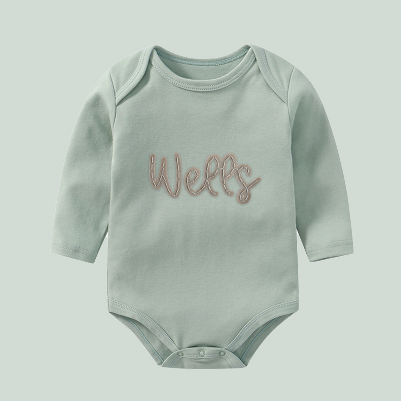 Personalized Hand-Embroidered Baby Cozy Soft Romper | inRomper21