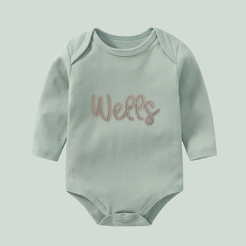 Personalized Hand-Embroidered Baby Cozy Soft Romper | inRomper21