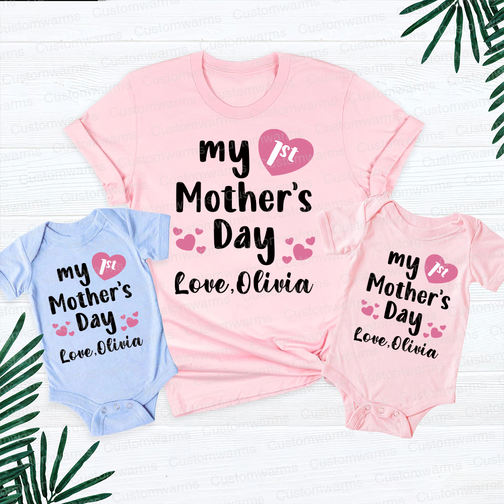 Personalized First Mother's Day Mommy and Baby Outfit | CWFamily49