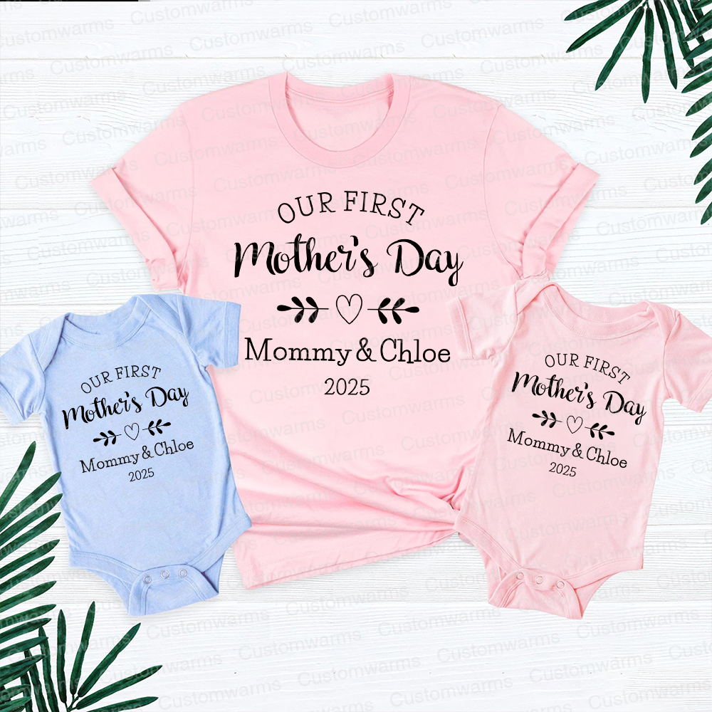 Personalized First Mother's Day Mommy and Baby Outfit | CWFamily50