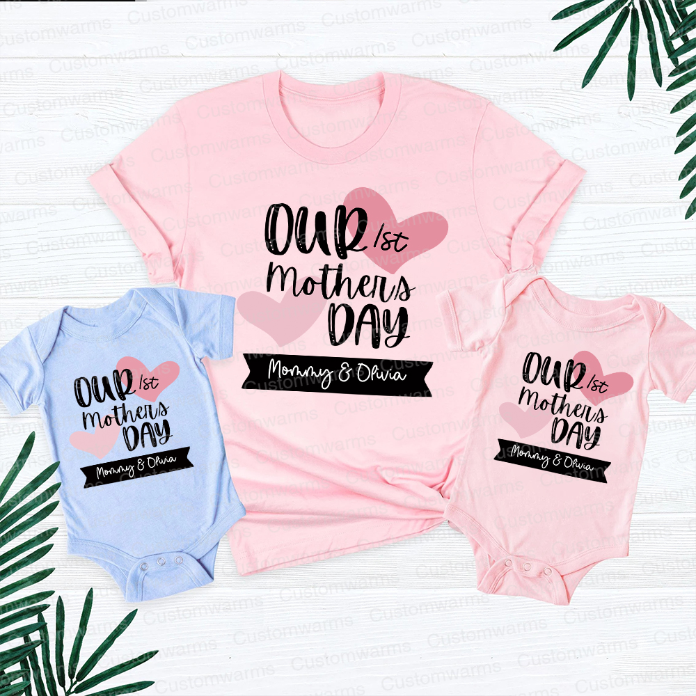 Personalized First Mother's Day Mommy and Baby Outfit | CWFamily58