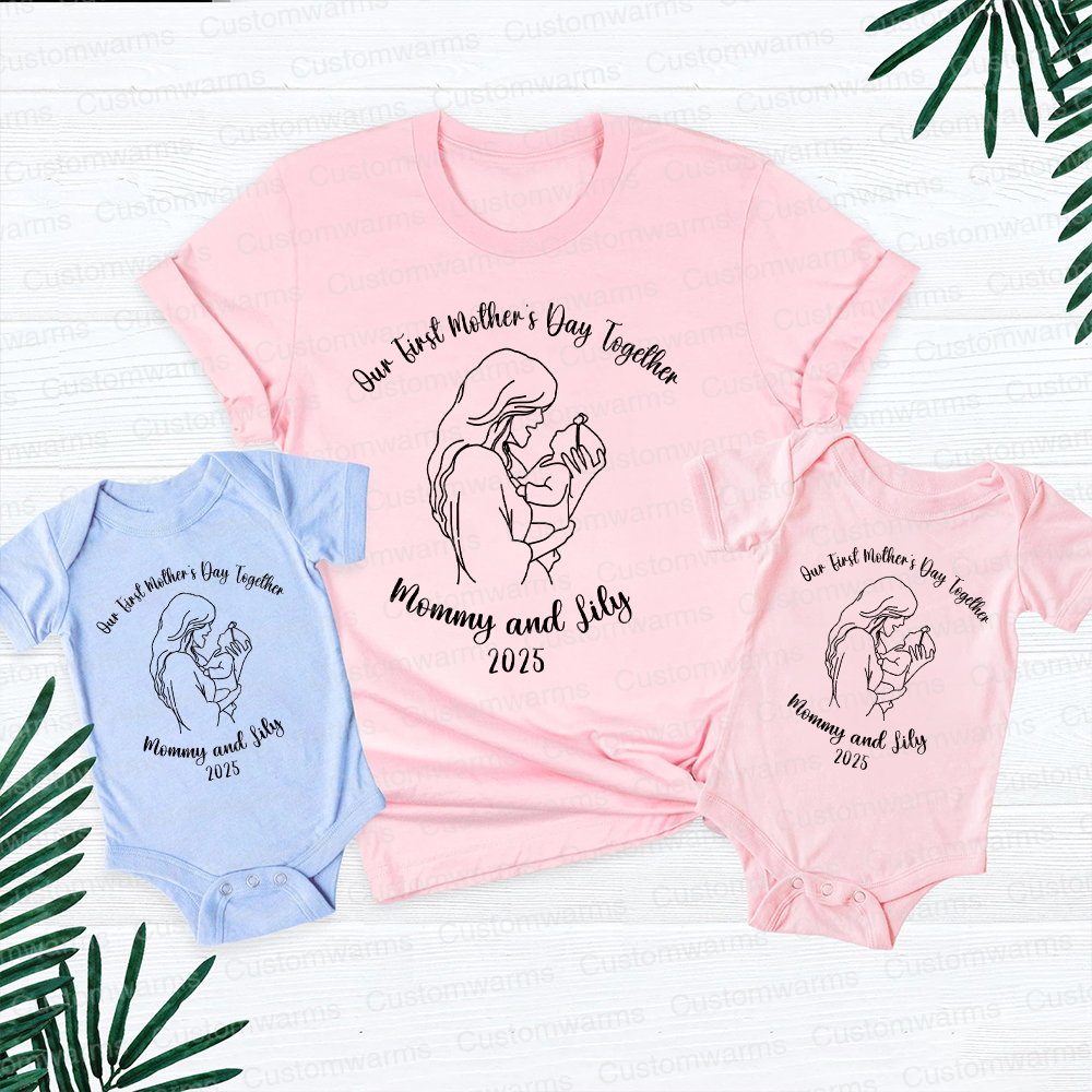Personalized First Mother's Day Mommy and Baby Outfit | CWFamily61