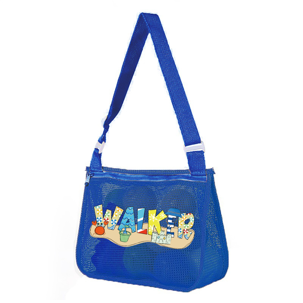 Personalized Seashell Zipper Mesh Beach Bag | CWBeach189