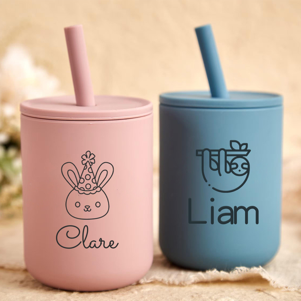 Personalised Baby Food Grade Sippy Silicone Cup  | CWBaby213
