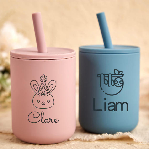 Personalised Baby Food Grade Sippy Silicone Cup  | CWBaby213