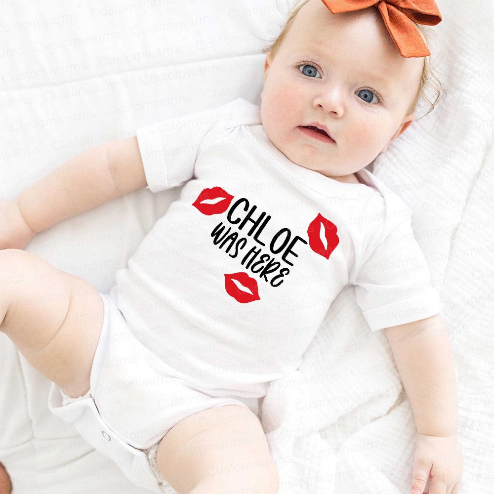 Personalized Baby I Was Here Kisses Romper | CWBaby215