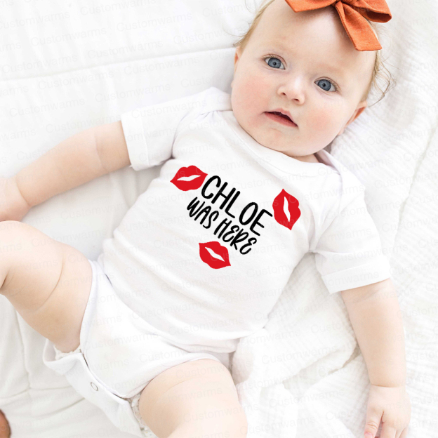 Personalized Baby I Was Here Kisses Romper | CWBaby215