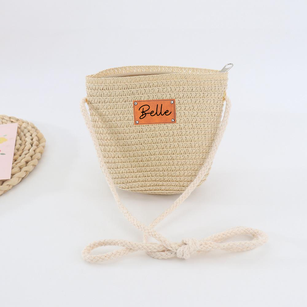 Personalized Summer Leather Patch Straw Bag for Comfort & Unique | CWBeach49