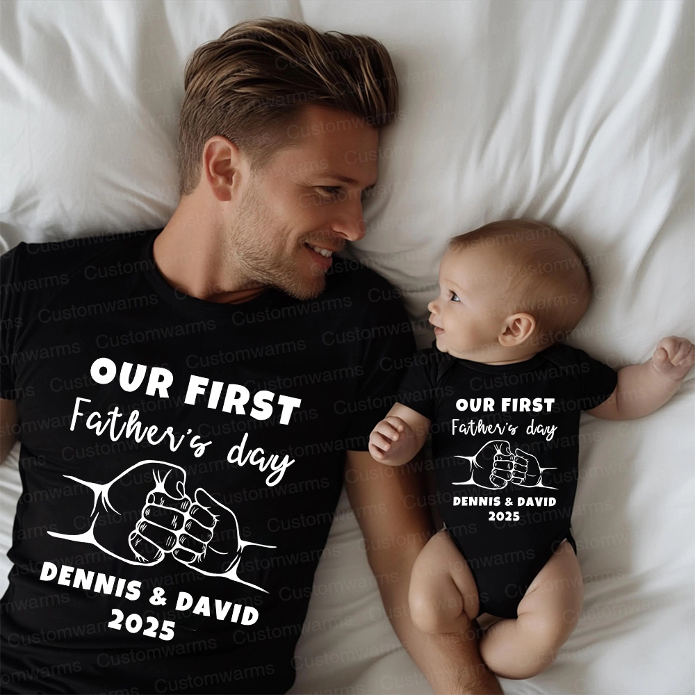 Personalized First Father's Day Daddy and Baby Outfit | CWFamily67
