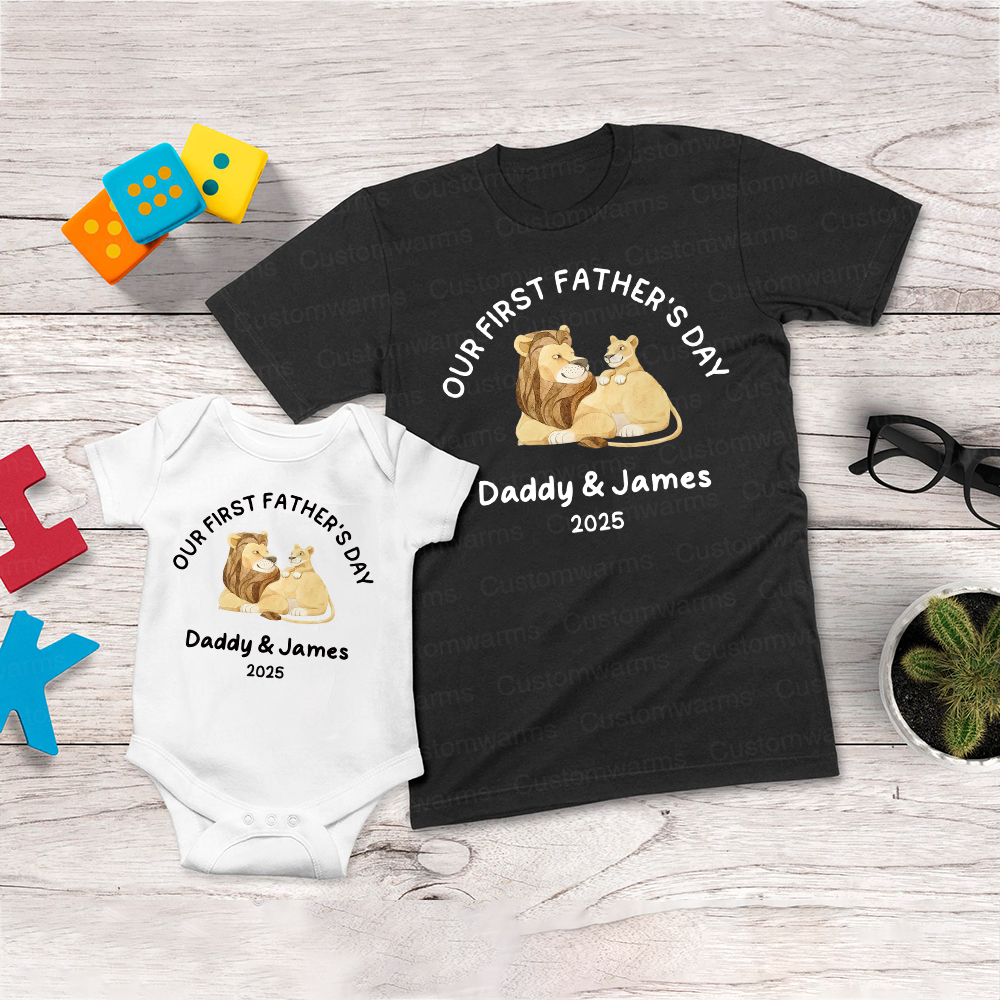 Personalized First Father's Day Daddy and Baby Outfit | CWFamily77