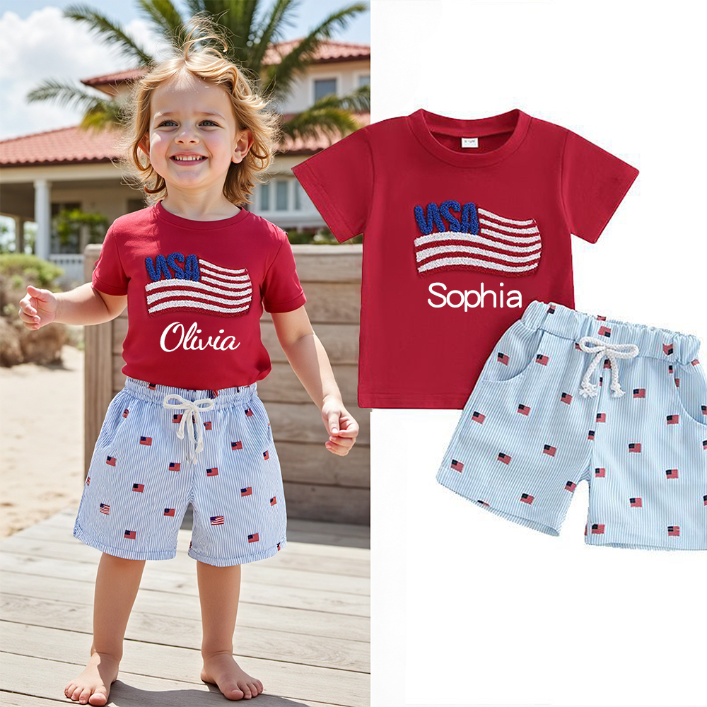 Personalized Boys The 4th Of July Shirt and Shorts Set | CWBaby240