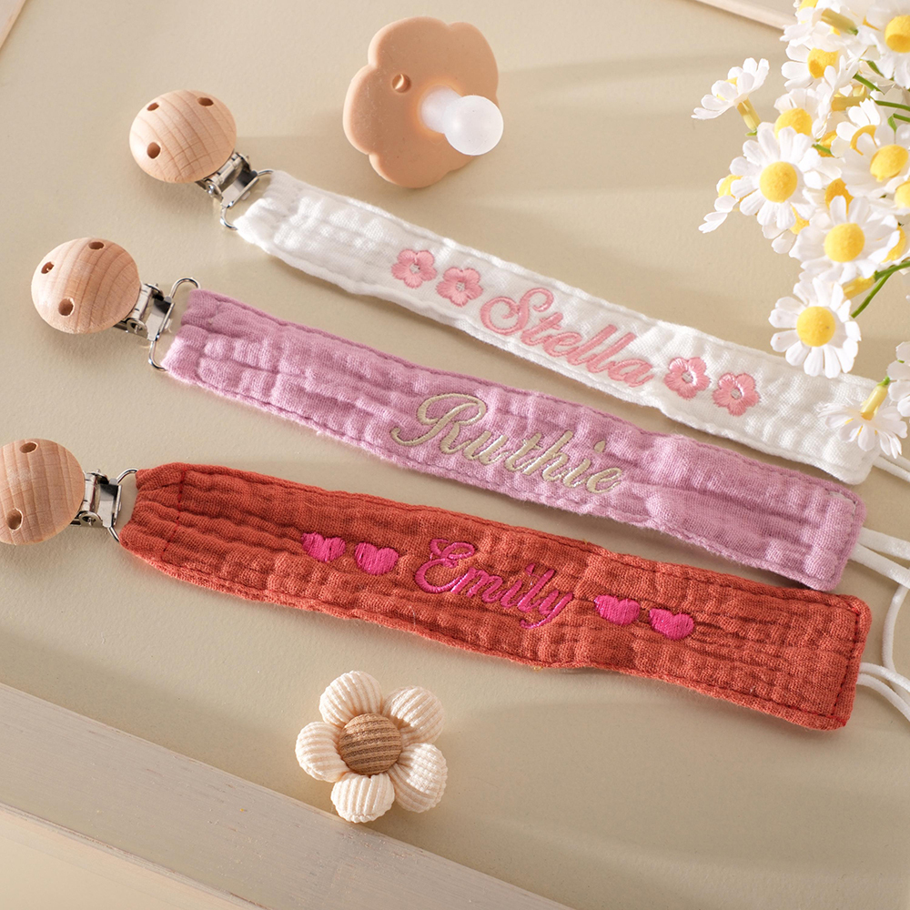 Personalized Baby Embroidered Pacifier Strap with Name | CWToy129