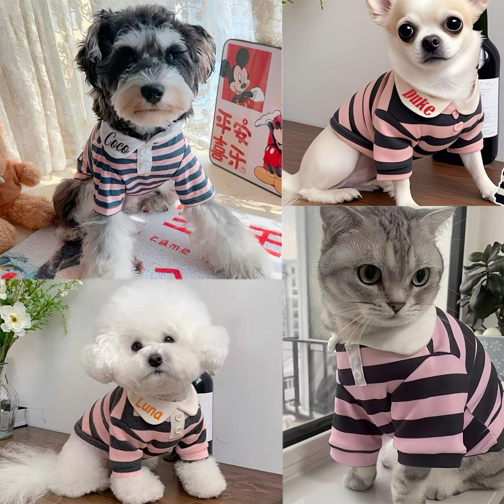 Personalized Pet Striped Polo Shirt | KKPet399