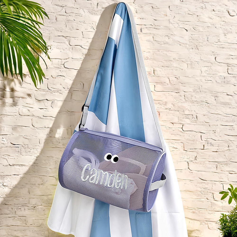 Personalized Summer Seashell Zipper Mesh Beach Bag | CWBeach196